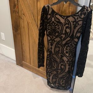 Black long sleeve bodycon mini dress